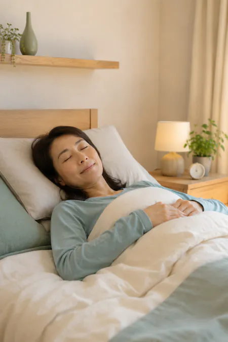 仰向けで眠る女性
